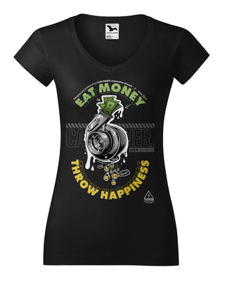 Koszulka V-neck - Happy Turbo - Eat Money Throw Happines