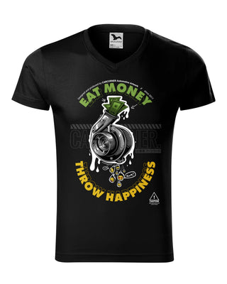 Koszulka V-neck - Happy Turbo - Eat Money Throw Happines